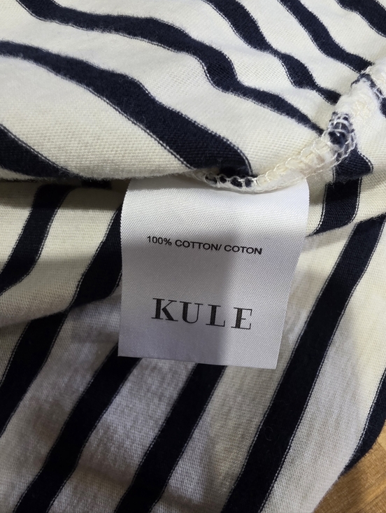 Kule Mister Black White Striped Cotton Tee Coastal Preppy Travel Size Medium - Picture 3 of 10